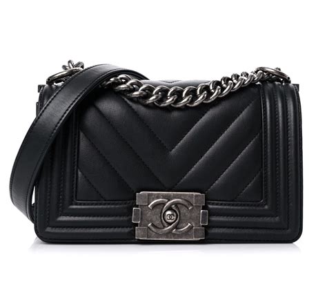 Chanel Calfskin Chevron Quilted Small Boy Flap Black 